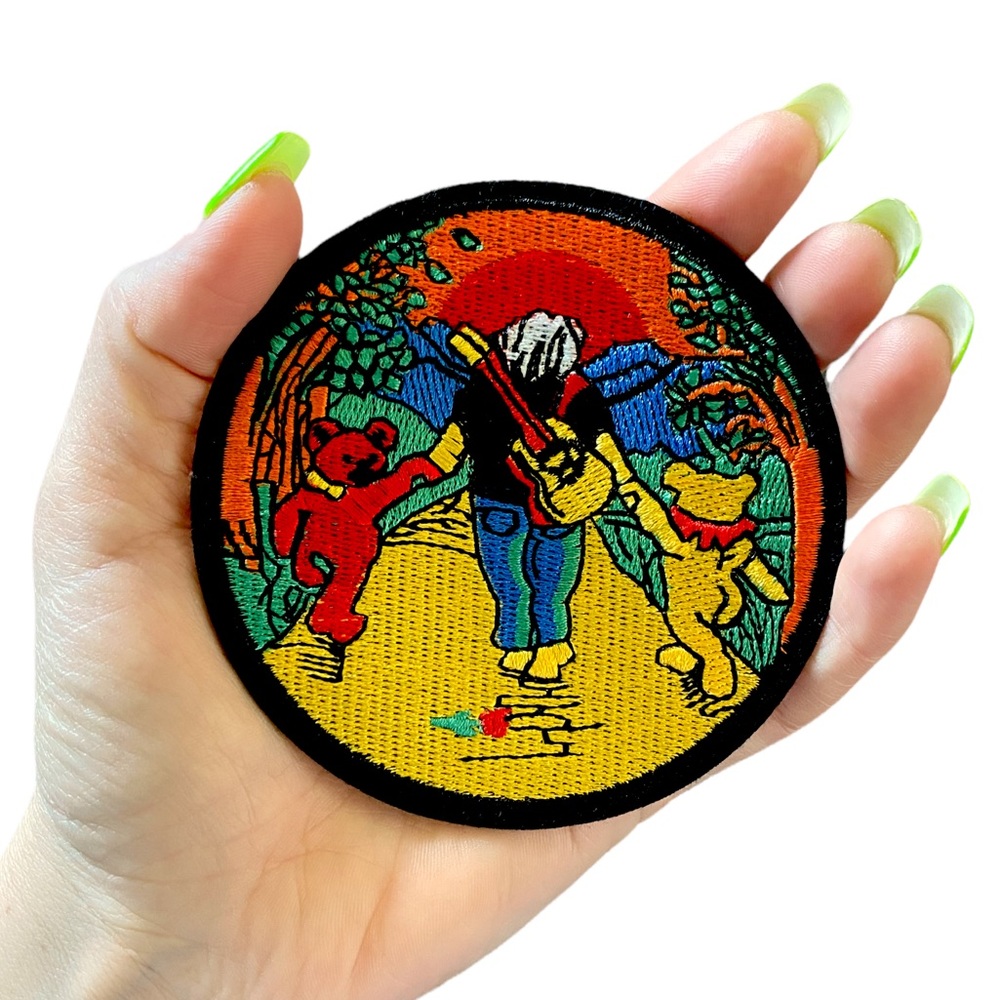 Grateful Dead Iron-On Patch Hippie Jerry Walking with Bears Patch Festival NEW